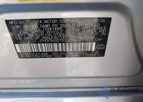 2007 Lexus Gs 350 z USA, uszkodzony, nr VIN JTHCE96S070004246